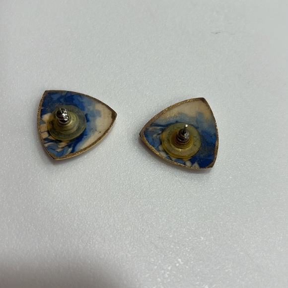 Artisan Hand-Made Porcelain and Enamel Pierced Earrings - Picture 4 of 4